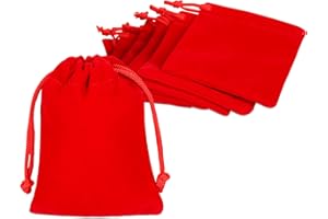 Shintop 10pcs Velvet Drawstring Bags, 8x10cm Velvet Pouches for Jewelry Gift Packaging (Red)