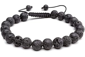 Jovivi 8MM Natural Yellow Tiger Eye Stone Gemstones Healing Energy Crystal Elastic Beaded Bracelets, Handmade Macrame Adjustable for Men Women Jewellery Gifts