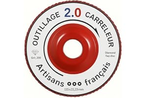 2.0 OUTILLAGE CARRELEUR ARTISAN FRANÇAIS Disque Diamant à Lamelles 125mm - Coupe & Finition Carrelage, Grès Cérame, Pierre - Outillage Carreleur 2.0 (Grain 200)