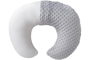 Aullar Nursing Pillow and Positioner with Cover for Breastfeeding and Bottle Feeding, Propping Baby, Tummy Time, Baby Sitting Support, Awake-Time Support (Grey, 22" x 17.7" x 5.9")