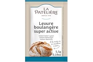 LA PATELIÈRE - Levure de Boulanger - pour Faire Monter Parfaitement les Brioches, Pizzas, Kouglofs et Autres Préparations Boulangères - Fabriqué en France - 100% Naturel - 5,5g x5