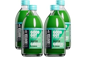 UNROOTED Super Greens & Lemon Shots - For Good Gut Health, with Spinach, Lemon, Baobab and Cucumber, Supporting Energy, Immunity and Digestion,With Vitamin C and Antioxidants 4 x 500ml Bottles