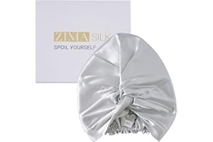ZIMASILK - Gorro de seda 100 % de morera de 22 mm para dormir con elástico que se adapta a la cabeza y plisado clásico, gorro de seda para el cuidado del cabello de la mujer (1 unidad, gris claro)