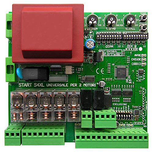 Centralina universale per 2 motori 220V adatta a cancelli a due ante battenti o scorrevoli, completa di ricevitore radio 433 Mhz universale