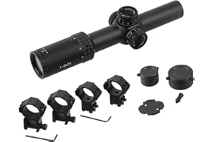 ToopMount 1-6x24 Scope View Finder, réticule MIL Rouge/Vert, avec couvercles d'objectif rabattables et Anneaux de Montage 20 mm 11 mm, antibuée, étanche, Antichoc