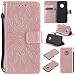 Produktbild Anlike Sonnenblume Prägung Motorola Moto G5 Plus (5.2 Zoll), Brieftasche Schutzhülle PU Leder Flip Hülle Wallet Case Tasche Cover Handytasche Schutzhülle Handy Zubehör Lederhülle Handyhülle mit Bookstyle mit Standfunktion Kredit Kartenfach - Rose Gold
