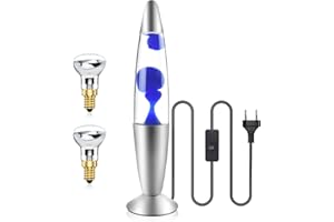 Klarlight Lampe à Lave 34cm Magique 25W Avec Interrupteur à Câble - Idée Cadeau de Noël Comprenant Une Ampoule - Rétro (Bleue)