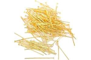 Angel Malone ® 100 x Gold Head Pins Jewellery Making Findings UK Seller (30mm x 0.8mm Gold)