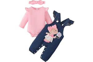 LUVCES Baby flicka kläder kläder höst vinter söt kärlek tryck sparkbyxor tecknad björn overaller byxor pannband klädset 0–18 månader