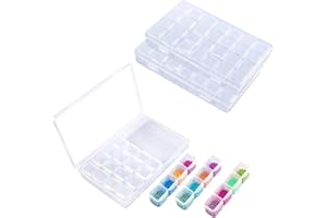 JARAGAR Diamond Painting Zubehör Boxen, 2 Pack 28 Grids Diamond Painting Aufbewahrungsbox Embroidery Beads Boxes Organizer for Jewelry Earrings Container