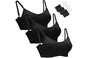 HOFISH 3PACK Full Bust Seamless Nursing Maternity Bras Bralette S-XXL with Extra Bra Extenders & Clips