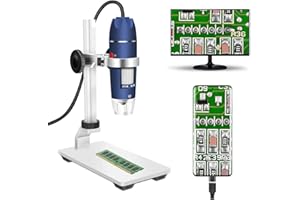 Jiusion Microscope numérique USB Camera, 40-1000X Portable Grossissement Endoscope 8 LED avec Adaptateur Professionnel, Support de Maintien, Compatible avec Mac Window XP 7 8 10 OTG Android Linux