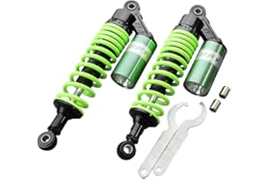 Hegeiisy 340mm 13.38 inch 7mm Spring Universal Motorcycle Air Shock Absorber Rear Suspension ATV Quad Scooter Dirt Bike For 50cc 75cc 90cc 125cc 150cc 250cc 300cc Green