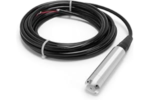 HISUEKIG Capteur de Niveau de Liquide 0-5m, DC24V 4-20mA, Transmetteur de Niveau de Liquide, Câble Imperméable, Capteur de Niveau Liquide pour Détecter l'eau