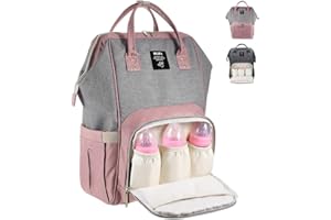 IPARTS EXPERT Zaino Mamma Multifunzione, Borsa per Pannolini Zaino Fasciatoio Portatile, Grande Capacità Impermeabile Viaggiare con Tasche Multiple isolanti Bottiglia