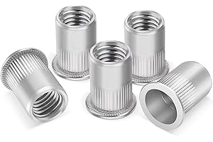 50 Stück Nietmuttern M5, Leryati Hülsenmutter Edelstahl A2 V2A gewindenieten, Runde Flachkopf Gewinde Rivet Nutsert einnietmuttern, Befestigung Nietmuttern Set Verwendet für Metallplatten, Rohre usw.