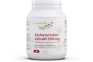 Vita World Pine Bark Extract 500mg High-Dose OPC oligomeric proanthocyanidins 60 Capsules Made in Germany