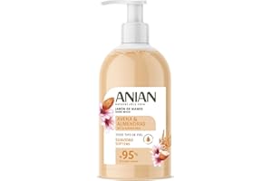 ANIAN - Jabón de Manos Avena y Almendras, 500 ml, para Piel Sensible, con Leche de Avena y Almendra, Calma e Hidrata la Piel, Manos más Suaves, + 95% Ingredientes de Origen Natural