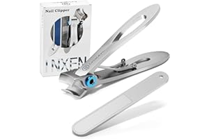 INXEN Tagliaunghie Professionale per Unghie Spesse, Tagliaunghie preciso con Apertura della Ganascia extra larga,Tagliaunghie In Acciaio Inossidabile,Set Manicure Pedicure per Uomo con Lima per Unghie