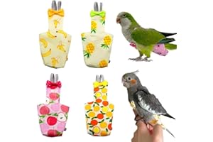 AUsagg Papageien-Windel mit Fliege, niedlich, bunt, Obst, Blumenkleidung, Haustiere, Vögel, große Nymphensittiche, K2F8 Tauben, waschbar, Größe M