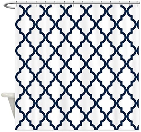 eikleom Navy Blue Moroccan Pattern Inverte Shower Curtain 180x180cm Waterproof Polyester