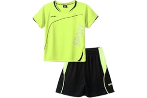 Oyolan Jungen Sportanzug Trainingsanzug Kurzarm T-Shirt mit Sportshorts Kinder Jogginganzug Fussball Basketball Outfits Gr. 122-164