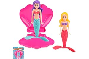 AISSZHAO 2P Mermaids Pool Diving Toys Set with Shell,Swimming Pool Sinking Toy Blue Mermaid Underwater Diving Toy,Kids Swimming Pool Toys Accessories,Little Princess Diving Games Training Girls Mermaid Gifts