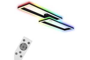 BRILONER - Lampa sufitowa RGB, podświetlana lampa sufitowa LED, ściemniana, regulowana temperatura barwowa, ramka LED RGB, pilot, czarna