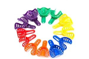 DENTIMICA Dental Impression Trays Perforated Plastic Materials Teeth Holder for Adult/Children Orthodontics Upper & Lowe 12pcs