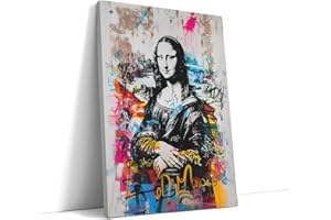 Akinda Art Gallery - Quadro con Cornice 60 x 80 cm - Mona Lisa Pop Art - Graffiti Colorati - Dipinto Creativo - Arredo Casa - Stile Graffiti - Idea Regalo per Arredo Casa