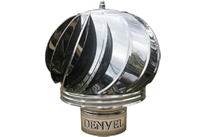 DENVEL 80mm Kaminaufsatz Drehbarer Edelstahl, NEUES MODELL, AUSTAUSCHBARE LAGER, Schornsteinabdeckung Kaminhaube Schornsteinaufsatz Lüftungsaufsatz Kamin Hut (Ø 80 mm)