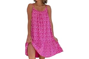 Yeenily Vestido Mujer Sin Mangas Tirantes Vestido de Playa Flores Casual Suelto Vestidos Elegante Verano Vestido