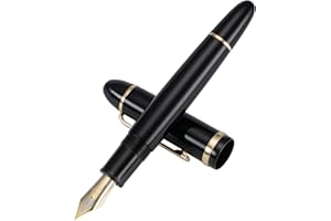 EROFA Jinhao X159 Pluma estilográfica # 8 Plumín mediano, negro con clip dorado Acrílico Pluma de escritura de gran tamaño