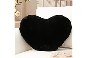 ‎YHOELATA Yhoelata Heart Cushion, Black Heart-Shaped Cushion, Cuddly Cushion, Love Decorative Cushion, Aesthetic, Plush Cushion for Living Room, Sofa, Bedroom, Bed, Gift, 26 x 36 cm