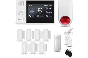 HUXGO® HXA007 Alarme Maison sans Fil WiFi + GSM avec Sirène exterieure sans Fil | Système d'alarme avec détecteur de Mouvement, 7X capteurs de Porte | Kit sécurité Maison, Appartement, Garage