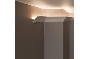 CREATE LUXURY GRAND DECOR Cornici velette per led a soffitto e parete (4 o 10 metri lineari - KH904), per illuminazione indiretta con le strisce led | decorative, prefabbricate in duropolimero (4)