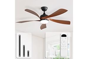 Sofucor Ventilateur Plafond avec Lumiere et Telecommande, 132 cm Dimmable Lampe Ventilateur Plafond LED, 6 Vitesses, DC Silencieux Réversibles, Minuterie, pour Chambre