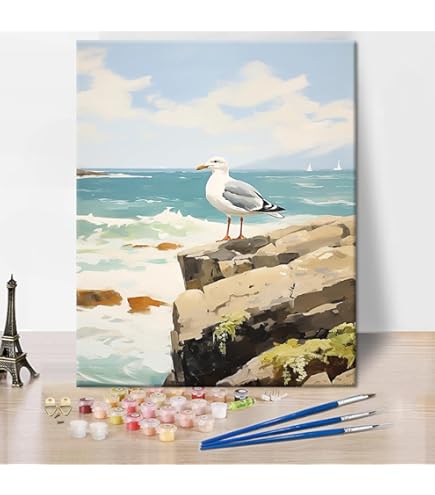 Peinture Par Numéros Adulte/enfant - Toile 40x50 Cm 'Paon' - Kit Complet Avec Peintures Et Pinceaux - Activité Créative