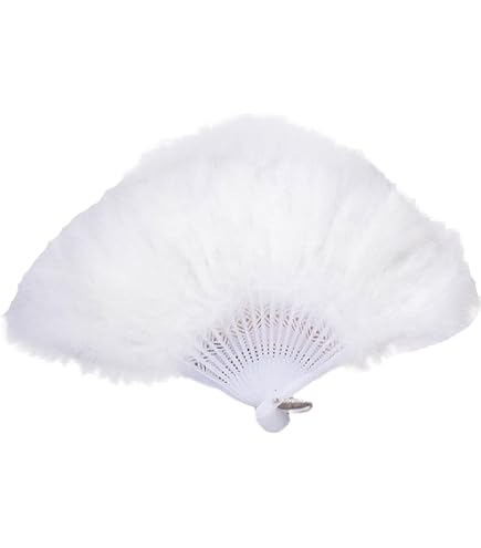 MWOOT 2 Pièces Noir Marabout Fan Plumes, Années 1920 Portable Fan Plumes, 20s Ancien Ventilateur à Main pour Costume Halloween Spectacle Danse Goûter Mariage Décoration