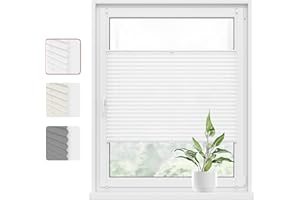 ‎WOLTU WOLTU Plissee Klemmfix ohne Bohren 85x130cm (BxH) Weiß Faltrollo Plisseerollo mit Klemmträger Lichtdurchlässig, Jalousie Sichtschutz und Sonnenschutz Easyfix Rollo für Fenster & Tür