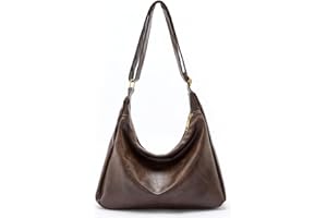 ALANTOP Hobo Bags for Women – Ultra Soft Foldable Vegan Leather Shoulder Purse, Lightweight Slouchy Tote Handbag with Zipper for Daily Use, Travel, Work & Shopping