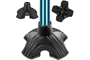 supregear Embouts en Caoutchouc pour Canne, Anti-Dérapant Quad Support Tapis de Canne, Quatre Pieds Cane Tip Remplacement pour 1.9 cm Diamètre Cannes de Marche Standard Pliant Canes Accessoire