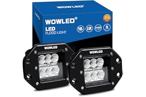 WOWLED Flush Mount LED Work Light Pods, 2 Pcs 5" 18W LED Driving Work Lights Flush Mount Design LED Light Bar Super Bright Backup Off Road Fog Lights for Car Truck SUV Boat Camping Light 4X4 12V