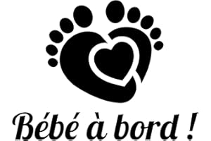 KEBYCO PARIS Autocollant Bébé à Bord Voiture - Sticker Vinyle Petits Pieds de Bébé - Resistant UV - Waterproof - Collage Exterieur - Baby on Board (Noir)
