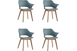 GrandCA HOME 4er-Set Nordischen Küchenstühlen, Esszimmerstuhl mit Massivholzbeinen, Gepolsterte Stühle für Schlafzimmer, Wohnzimmer, Küche,Hellblau