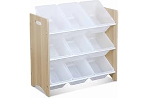 Alice's Home - Meuble de Rangement pour Enfant avec 9 casiers - Tobias - MDF décor Bois Naturel. 64x29.5x60cm