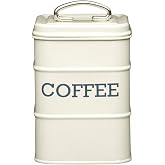 KitchenCraft Living Nostalgia Metal Coffee Box, 11 x 11 x 17 cm - Cream