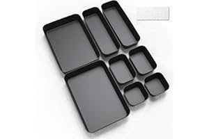 PURETÉAVHOM Schubladen Organizer Box 8Stk Ordnungssystem Küche Badezimmer Kosmetik Gewürz Aufbewahrung Organisation Drawer Kunststoff Ordnungsboxen Büro Schreibtisch Trenner mit Silikonmatten