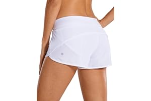 CRZ YOGA Pantalón Corto para Mujer Shorts con Bolsillo Cremallera -6cm