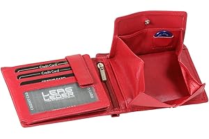 Portfel męski i damski w formacie poziomym LEAS, prawdziwa skóra, wiśnia - LEAS Special Edition", Czereśnia, 12x9,5cm, Kalosze